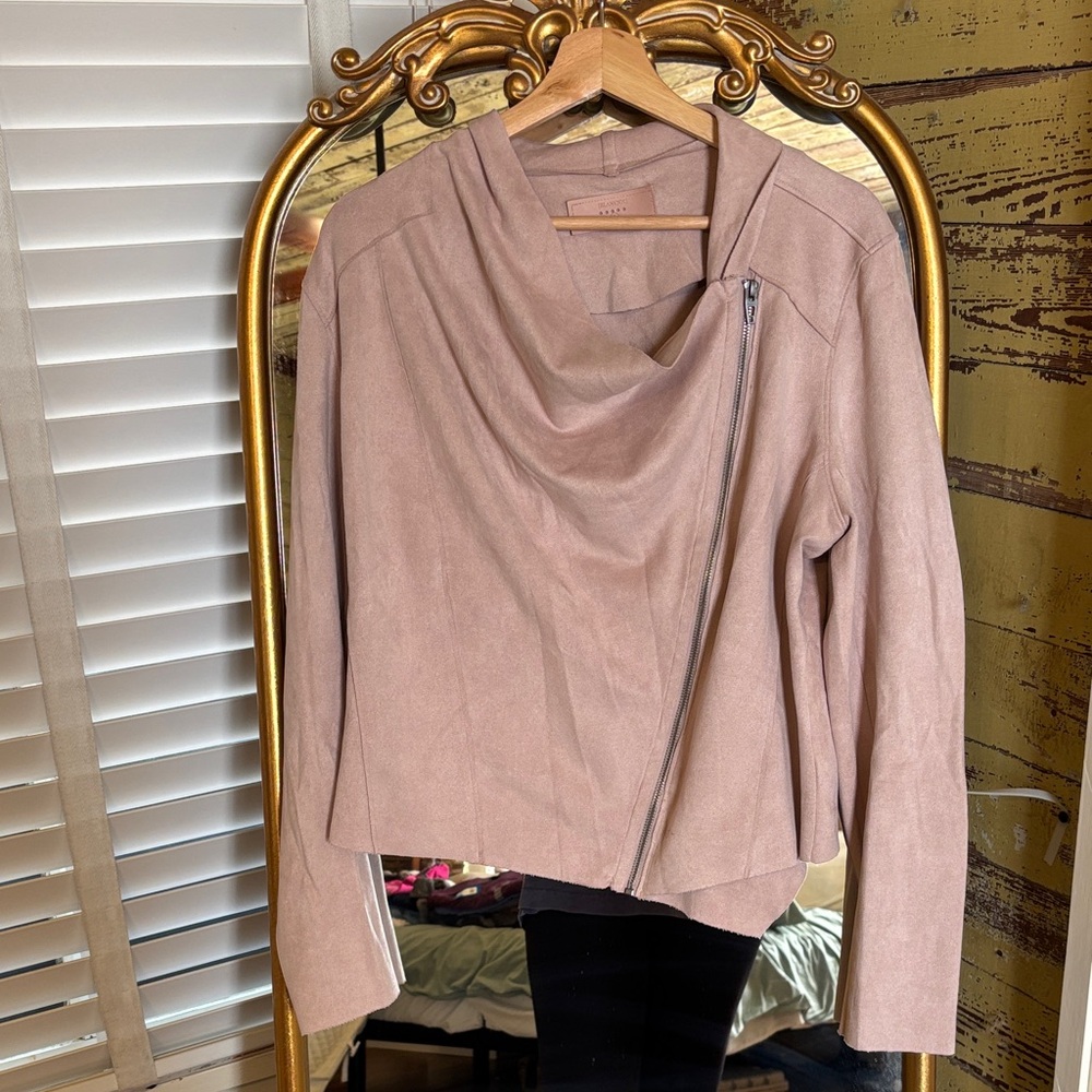 Blank NYC Asymmetrical Blush Sueded Jacket Large